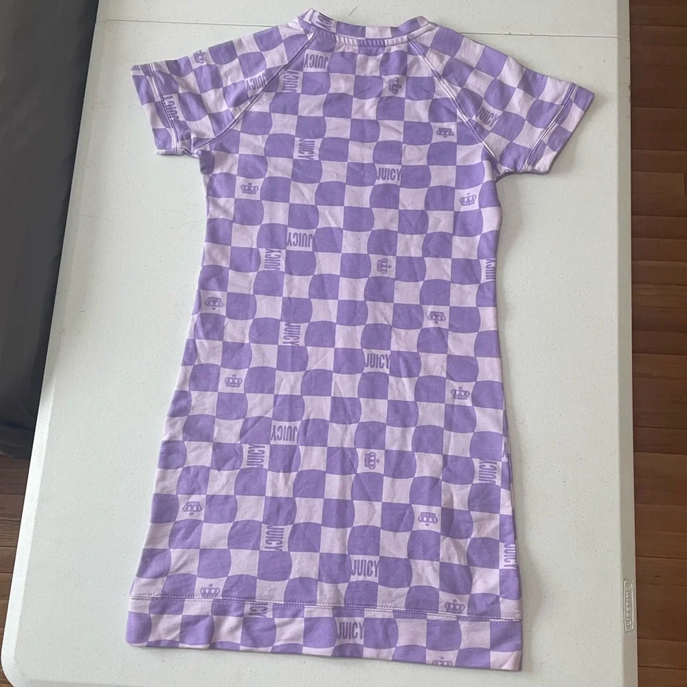 NWT Juicy Couture Lilac Sky Check T Shirt Dress Size XS Purple - Picture 9 of 15